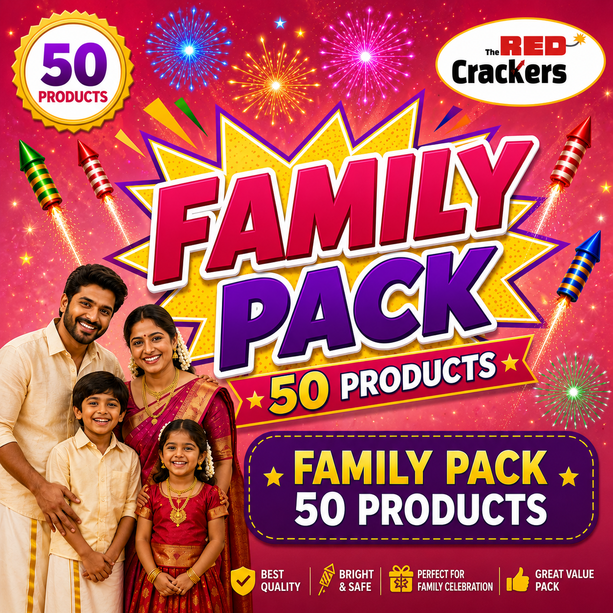 Buy Family Pack 50 Products Gift Box Online from Sivakasi